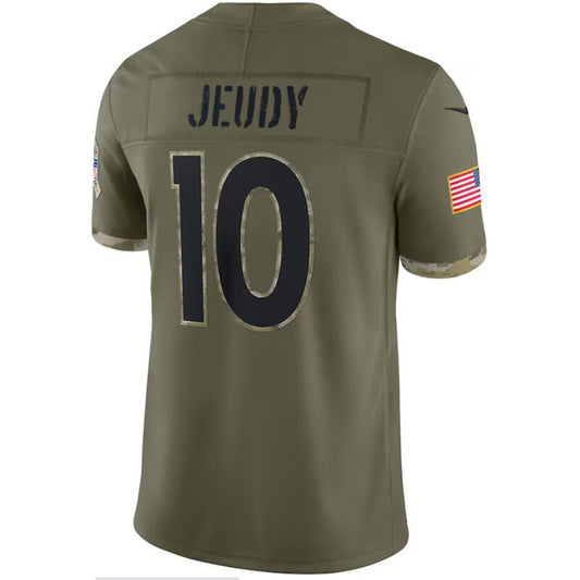 D.Broncos #10 Jerry Jeudy Olive 2022 Salute To Service Player Football Jerseys