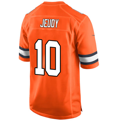 D.Broncos #10 Jerry Jeudy Orange Stitched Player Vapor Game Football Jerseys