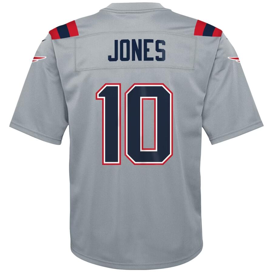 NE.Patriots #10 Mac Jones Gray Stitched Player Inverted Game Football Jerseys