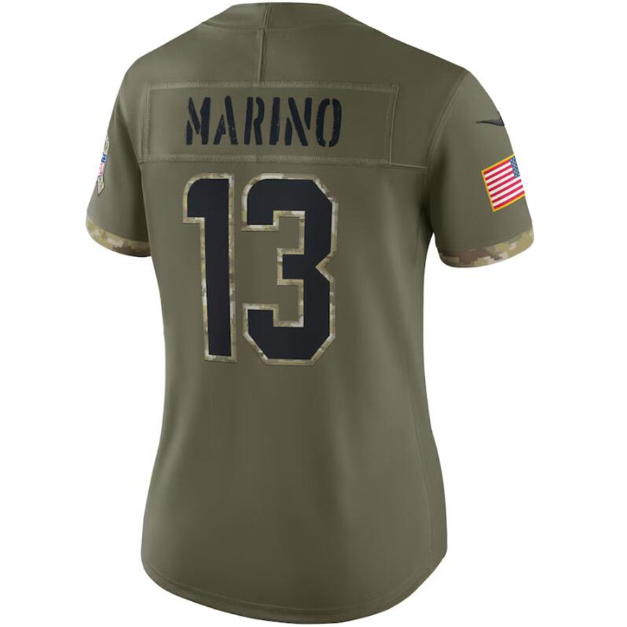 M.Dolphins #13 Dan Marino Olive 2022 Salute To Service Retired Player Limited Jersey