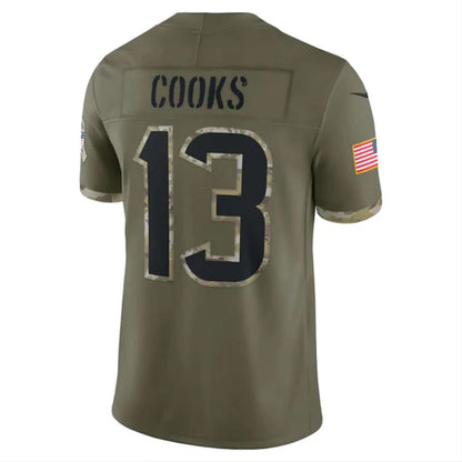 H.Texans #13 Brandin Cooks Olive 2022 Salute To Service Limited Football Jerseys