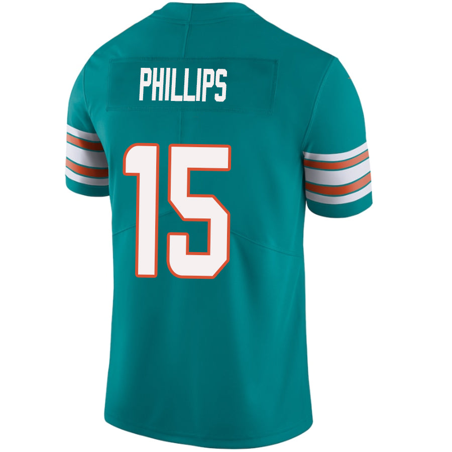 M.Dolphins #15 Jaelan Phillips Green Stitched Player Vapor Game Football Jerseys