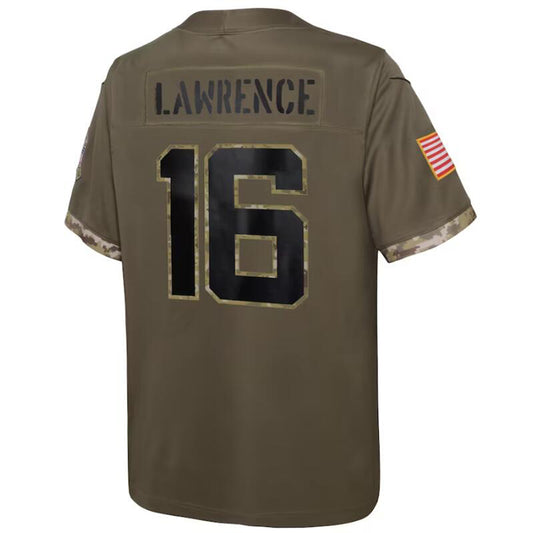 J.Jaguars #16 Trevor Lawrence Olive 2022 Salute To Service Player Limited Football Jerseys