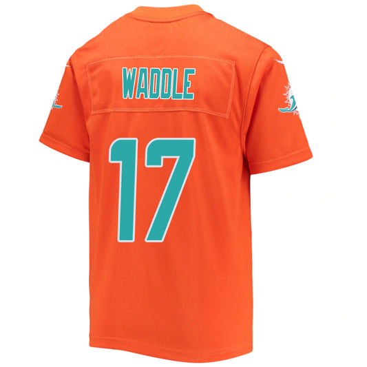 M.Dolphins #17 Jaylen Waddle Orange Stitched Player Game Football Jerseys