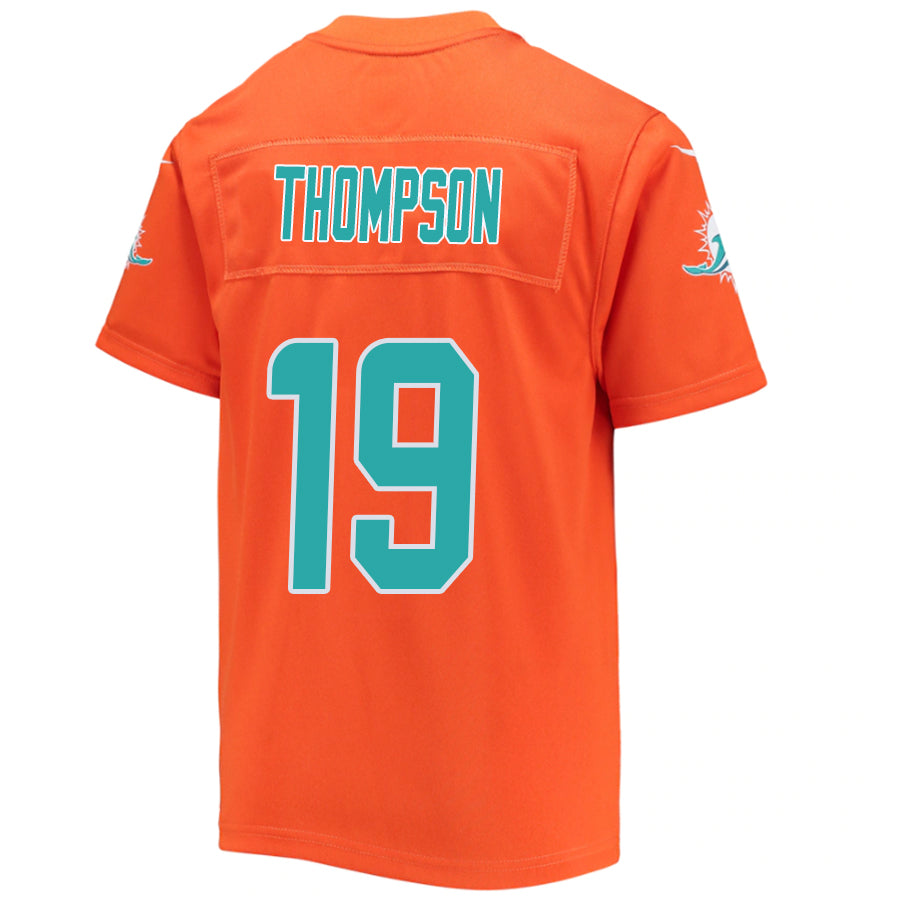 M.Dolphins #19 Skylar Thompson Orange Stitched Player Vapor Game Football Jerseys