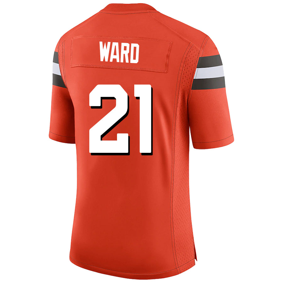 C.Browns #21 Denzel Ward Orange Stitched Player Game Football Jerseys