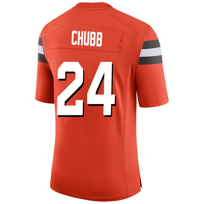 C.Browns #24 Nick Chubb Orange Player Jersey Stitched Game Football Jerseys