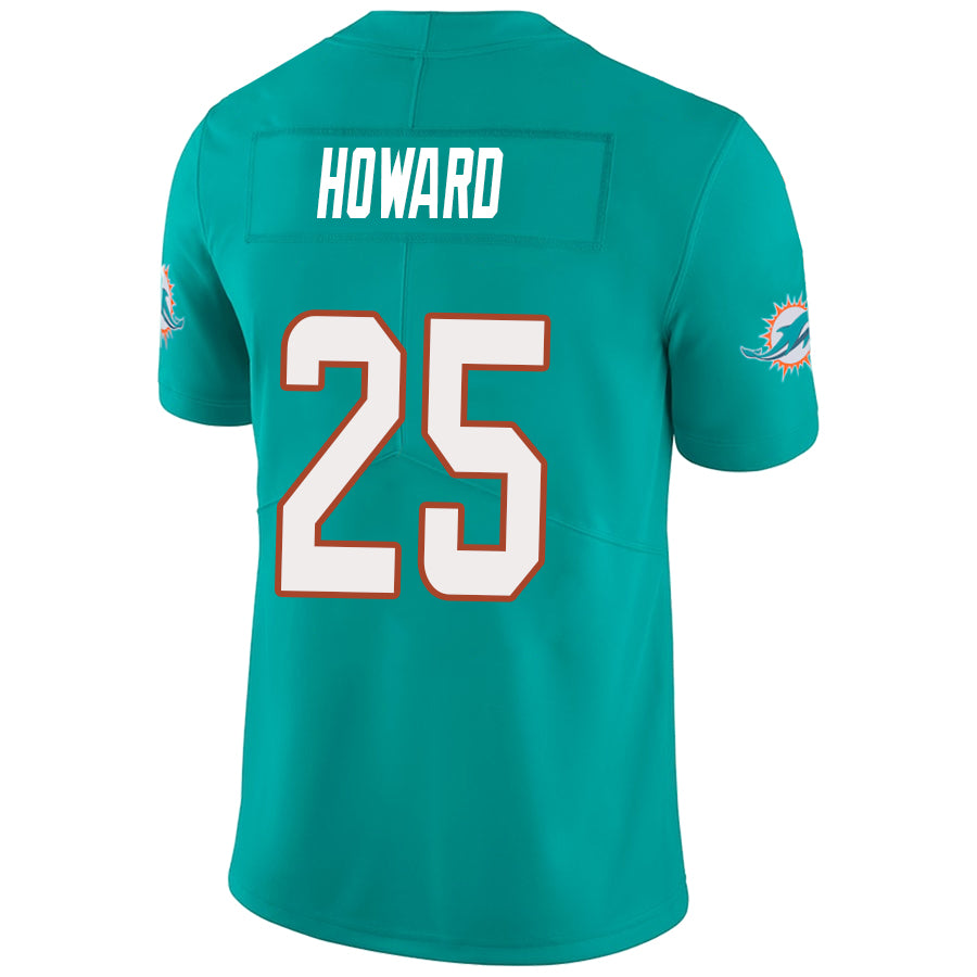 M.Dolphins #25 Xavien Howard Aqua Stitched Player Vapor Game Football Jerseys