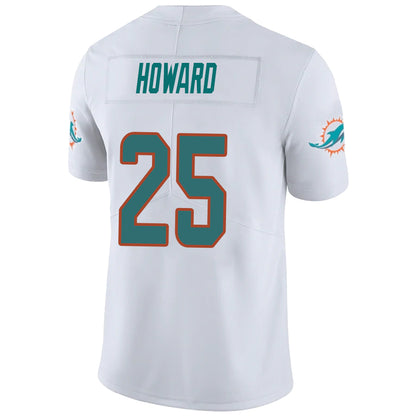 M.Dolphins #25 Xavien Howard White Stitched Player Vapor Game Football Jerseys