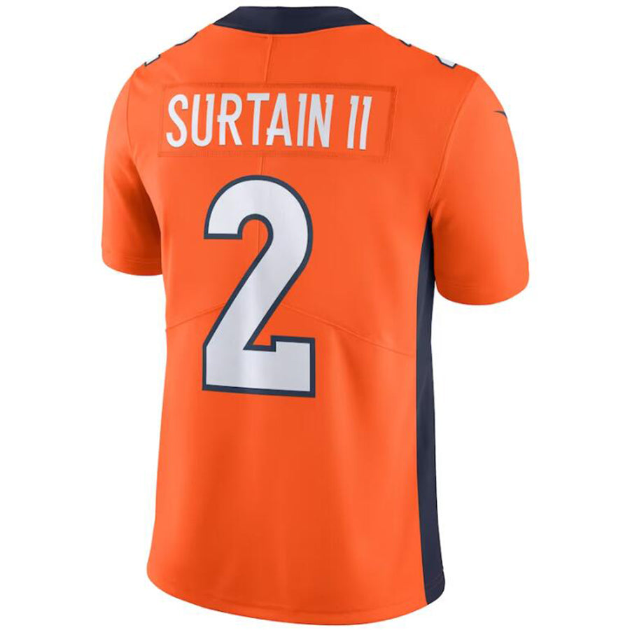 D.Broncos #2 Patrick Surtain II Orange Vapor Untouchable Limited Jersey