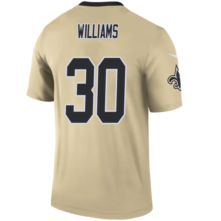 NO.Saints #30 Jamaal Williams Gold Stitched Player Game Football Jerseys