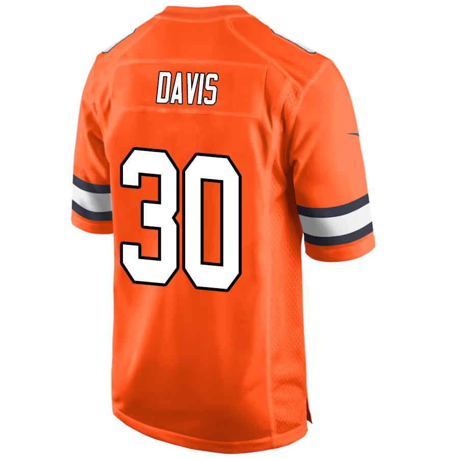 D.Broncos #30 Terrell Davis Orange Stitched Player Vapor Game Football Jerseys