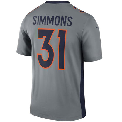 D.Broncos #31 Justin Simmons Gray Stitched Inverted Legend Game Football Jerseys