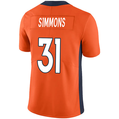 D.Broncos #31 Justin Simmons Orange Stitched Game Football Jerseys