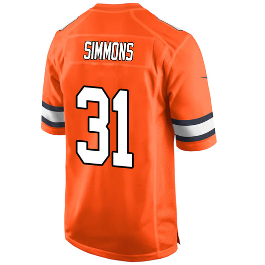 D.Broncos #31 Justin Simmons Orange Stitched Vapor Game Football Jerseys