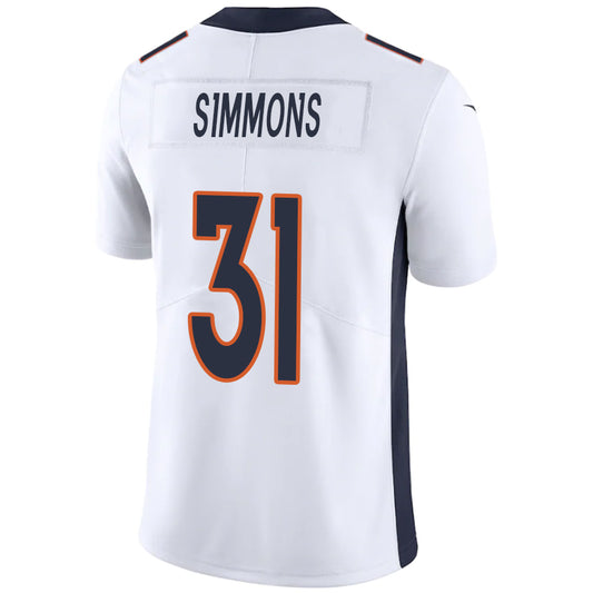 D.Broncos #31 Justin Simmons White Stitched Game Football Jerseys