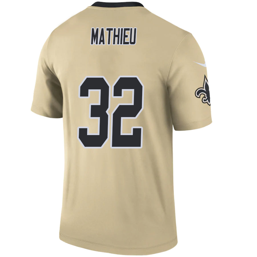 NO.Saints #32 Tyrann Mathieu Gold Stitched Player Game Football Jerseys