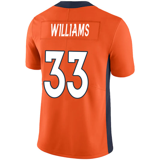 D.Broncos #33 Javonte Williams Orange Stitched Player Game Football Jerseys