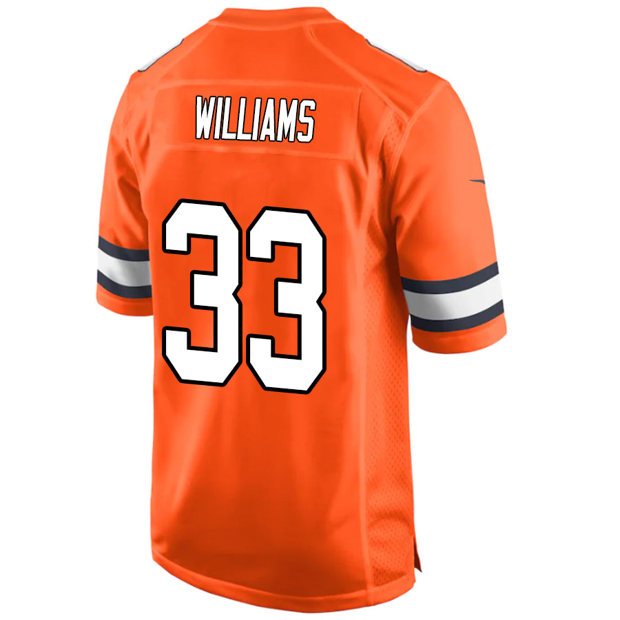 D.Broncos #33 Javonte Williams Orange Stitched Player Vapor Game Football Jerseys