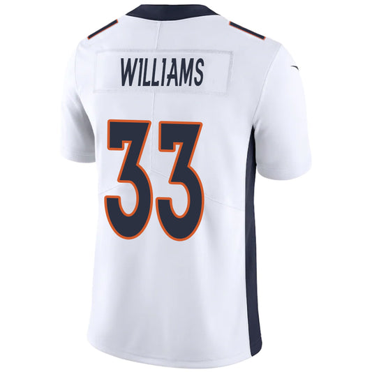 D.Broncos #33 Javonte Williams White Stitched Player Game Football Jerseys