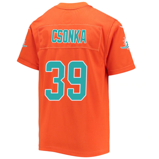 M.Dolphins #39 Larry Csonka Orange Stitched Player Vapor Game Football Jerseys