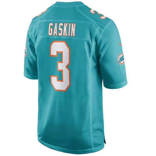 M.Dolphins #3 Myles Gaskin Aqua Game Jersey - Aqua Stitched American Football Jerseys