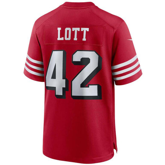 SF.49ers #42 Ronnie Lott Scarlet Retired Alternate Game Football Jerseys