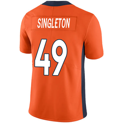 D.Broncos #49 Alex Singleton Orange Stitched Player Game Football Jerseys