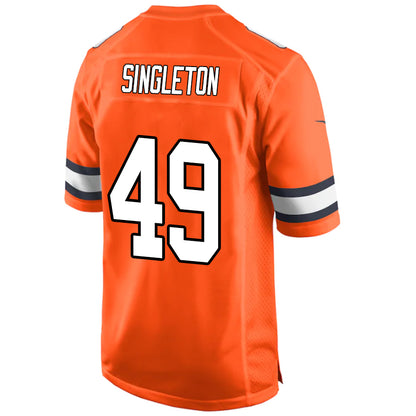 D.Broncos #49 Alex Singleton Orange Stitched Player Vapor Game Football Jerseys