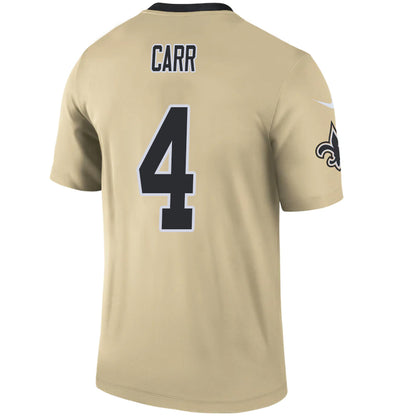 NO.Saints #4 Derek Carr Gold Stitched Player Game Football Jerseys