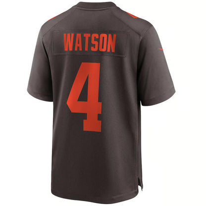 C.Browns #4 Deshaun Watson Brown Stitched Player Alternate Game Football Jerseys