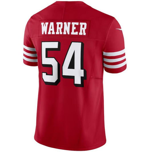 SF.49ers #54 Fred Warner Red Scarlet Vapor F.U.S.E. Limited Player Game Football Jerseys