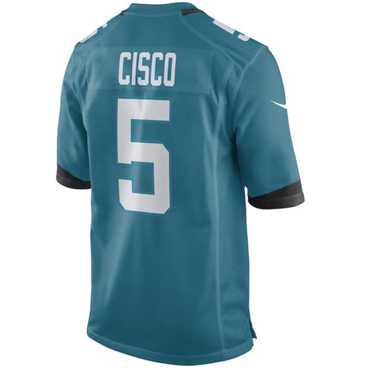 J.Jaguars #5 Andre Cisco Teal Stitched Player Game Football Jerseys