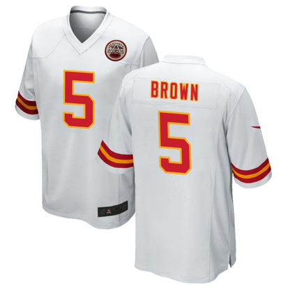 KC.Chiefs #5 Marquise Brown White Stitched Player Game Football Jerseys