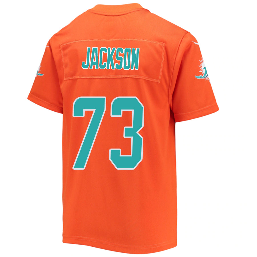 M.Dolphins #73 Austin Jackson Orange Stitched Player Vapor Game Football Jerseys