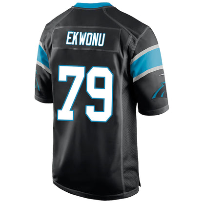 C.Panthers #79 Ikem Ekwonu Black Stitched Player Game Football Jerseys