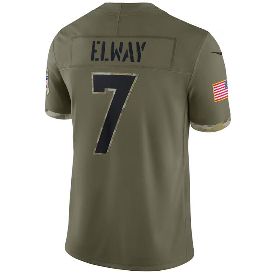 D.Broncos #7 John Elway Olive 2022 Salute To Service Retired Player Football Jerseys