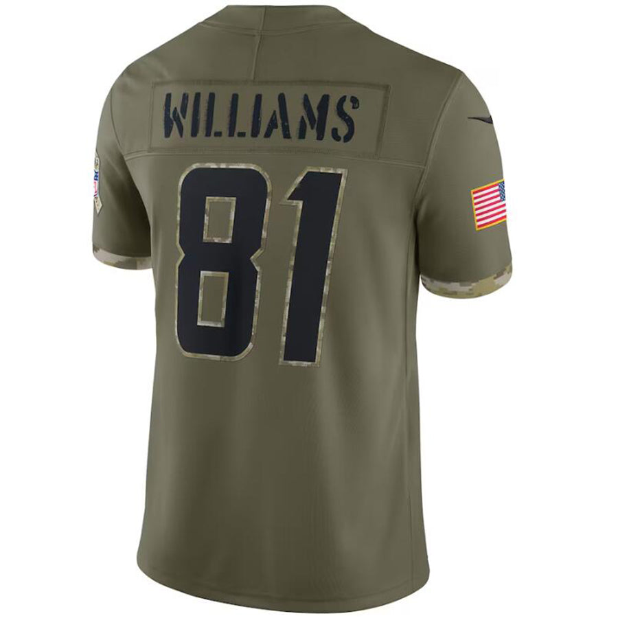 LA.Chargers #81 Mike Williams Olive 2022 Salute To Service Limited Jersey