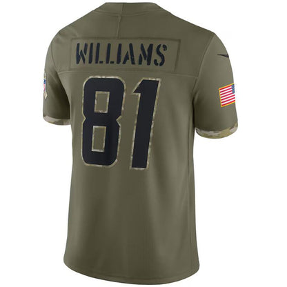 LA.Chargers #81 Mike Williams Olive 2022 Salute To Service Limited Jersey