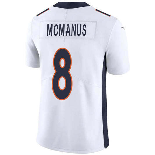 D.Broncos #8 Brandon McManus White Stitched Player Game Football Jerseys