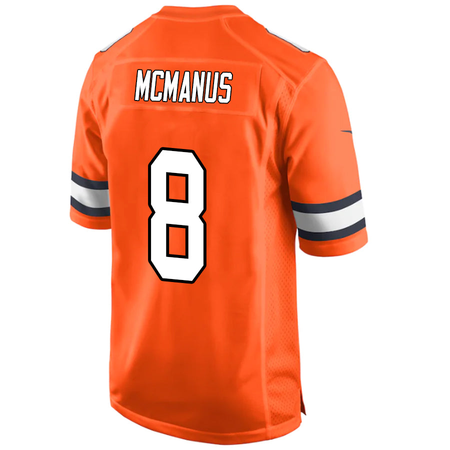 D.Broncos #8 Brandon McManus Orange Stitched Player Vapor Game Football Jerseys