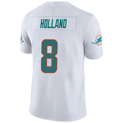 M.Dolphins #8 Jevon Holland White Stitched Player Vapor Game Football Jerseys