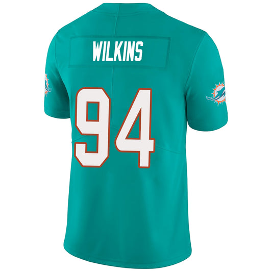 M.Dolphins #94 Christian Wilkins Aqua Stitched Player Vapor Game Football Jerseys