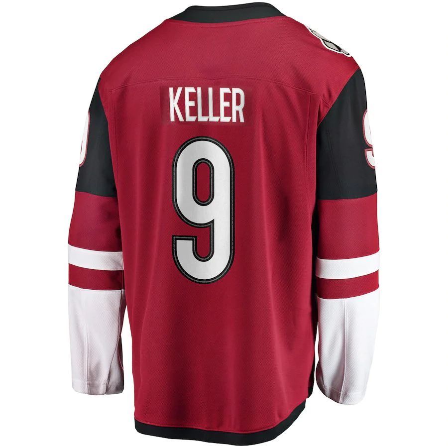 A.Coyotes #9 Clayton Keller Fanatics Branded Home Premier Breakaway Player Jersey Garnet Stitched American Hockey Jerseys