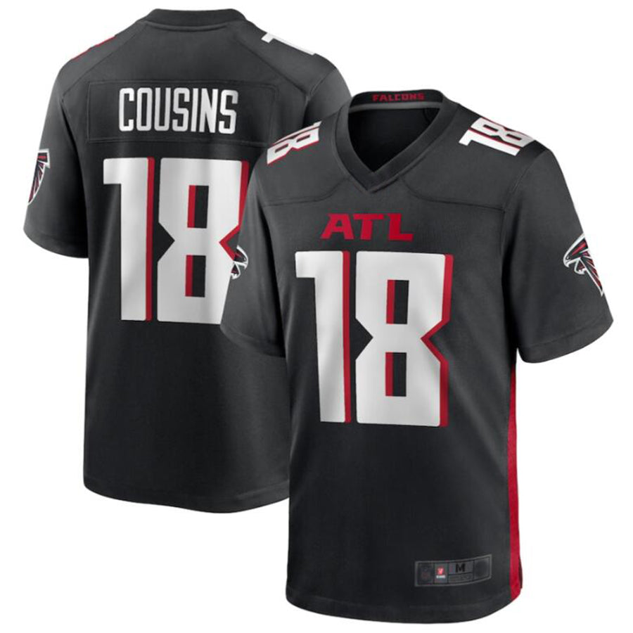 A.Falcons #18 Kirk Cousins Black Game Player Jersey Stitched Football Jerseys