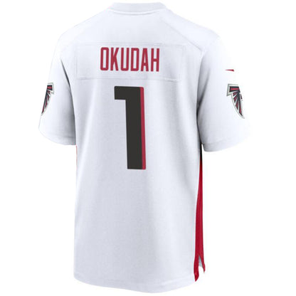 A.Falcons #1 Jeff Okudah White Game Player Jersey Stitched American Football Jerseys