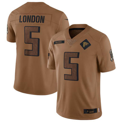 A.Falcons #5 Drake London Brown 2023 Salute To Service Limited Jersey American Stitched Football Jerseys