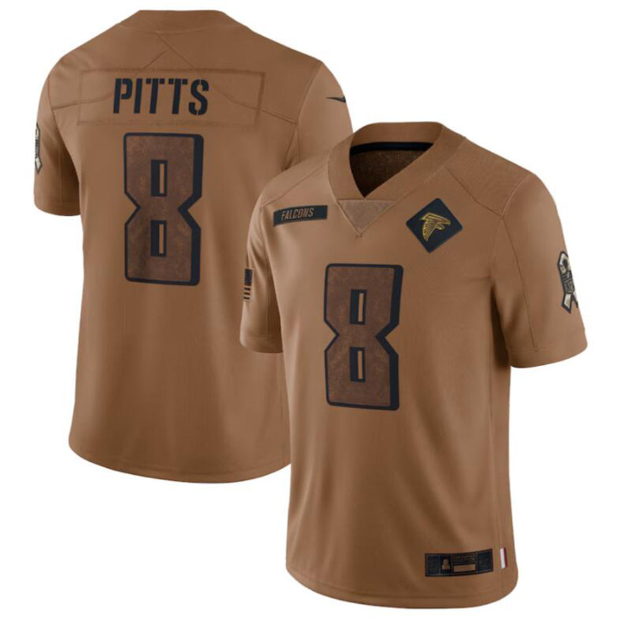 A.Falcons #8 Kyle Pitts Brown 2023 Salute To Service Limited Jersey American Stitched Football Jerseys