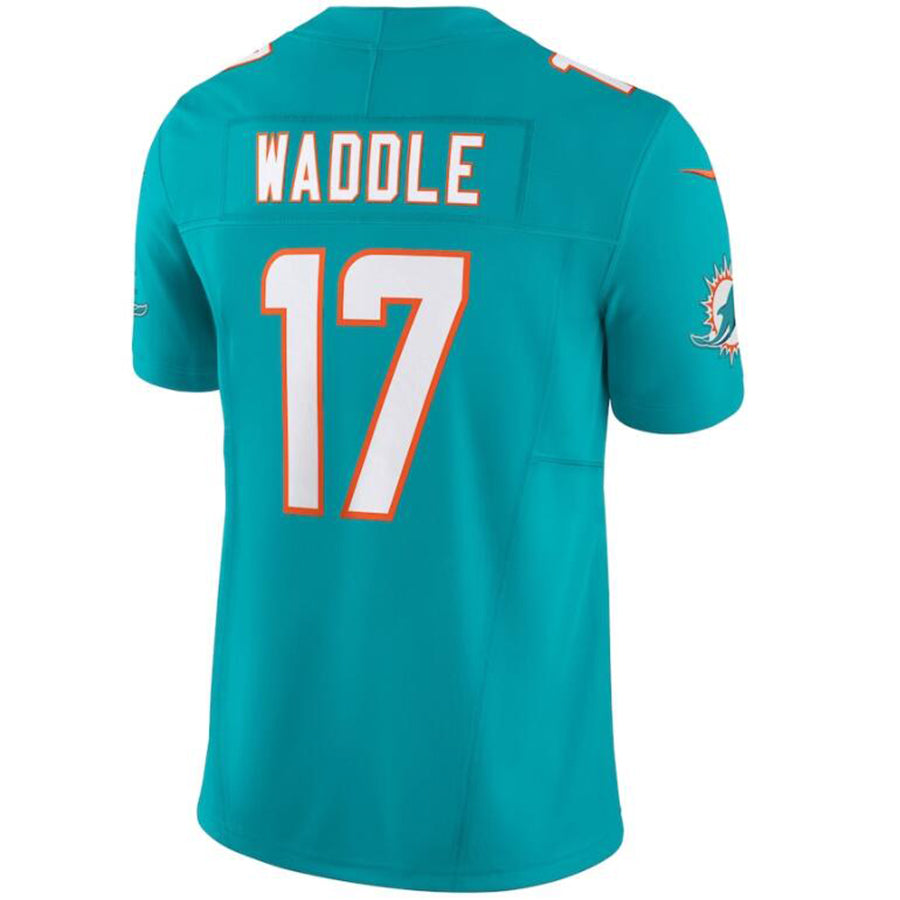 M.Dolphins #17 Jaylen Waddle Aqua Stitched Player Vapor F.U.S.E. Limited Game Football Jerseys