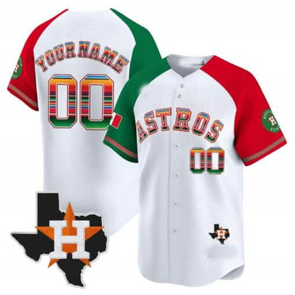 Custom Houston Astros Mexico Texas Patch Vapor Premier Limited White– All Stitched Baseball Jersey